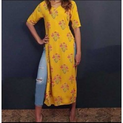 Beautiful Rayon Fabric Middle Slit Kurti
